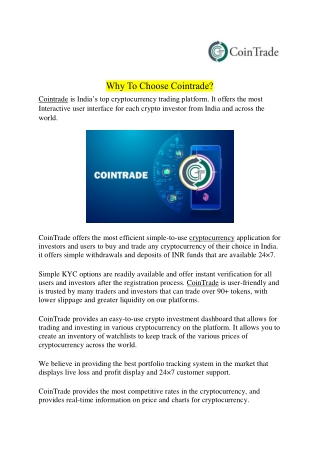 Why To Choose Cointrade