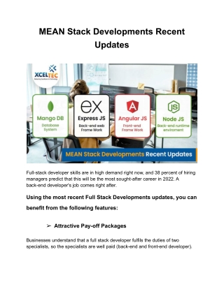 MEAN Stack Developments Recent Updates (1)