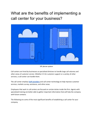 What are the benefits of implementing a call center for your business