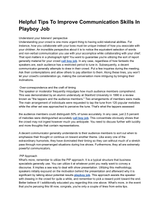 Helpful Tips To Improve Communication Skills In Playboy Job