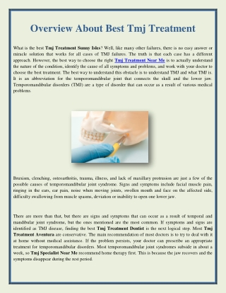 Overview About Best Tmj Treatment