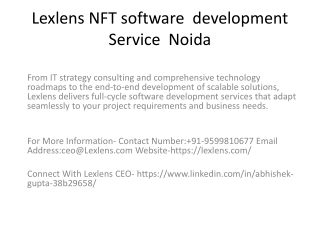 Lexlens NFT software  development Service  Noida