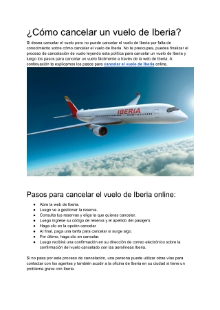 ¿Cómo cancelar un vuelo de Iberia