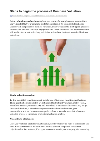 Steps to begin the process of Business Valuation