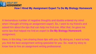 How I Hired My Assignment Expert To Do My Biology Homework