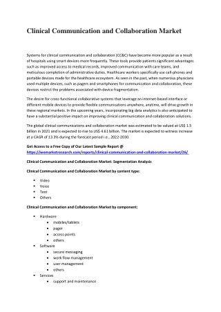 Clinical Communication and Collaboration Market Report 2022 Market SWOT Analysis