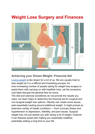 Understanding Weight Loss Surgery and Finances