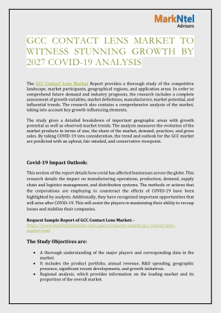GCC Contact Lens Market to witness Stunning Growth by 2027 Covid-19 Analysis