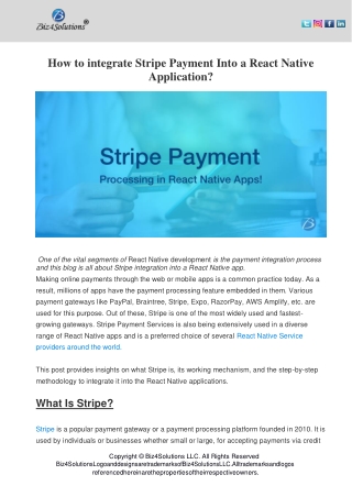 How to integrate Stripe Payment Into a React Native Application