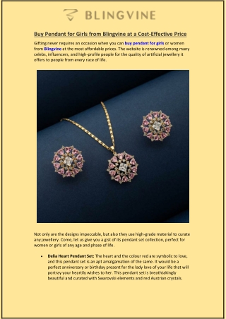 Buy Pendant for Girls from Blingvine at a Cost-Effective Price