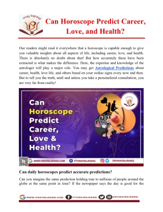 Can Horoscope Predict Career, Love, and Health?