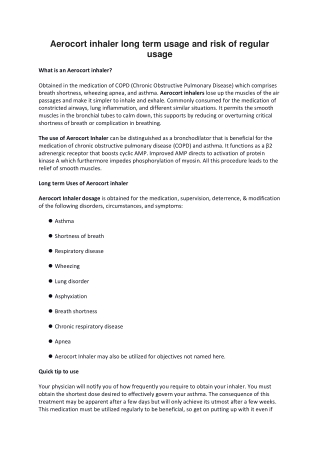 Aerocort inhaler long term usage and risk of regular usage