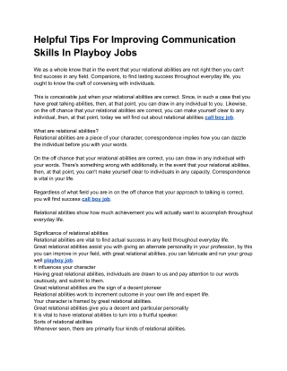 Helpful Tips For Improving Communication Skills In Playboy Jobs