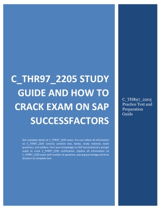 C_THR97_2205 Study Guide and How to Crack Exam on SAP SuccessFactors