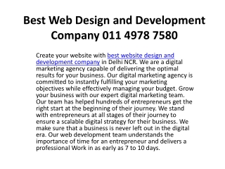 Best Web Design and Development Company 011 4978 7580