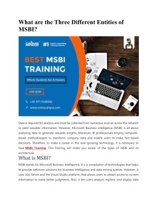 What are the Three Different Entities of MSBI