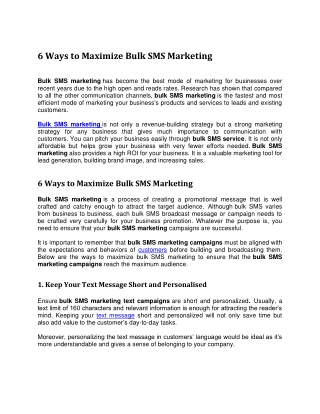 6 Ways to Maximize Bulk SMS Marketing