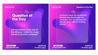 Is it mandatory that one of the director holds the major shares in private compa
