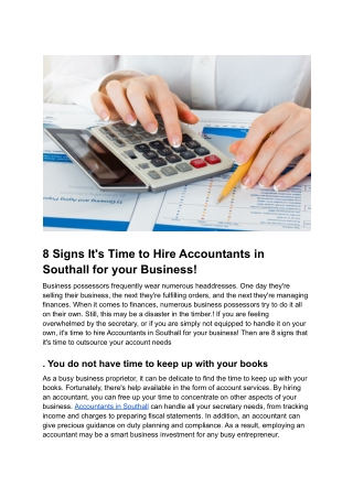 8 Signs It's Time to Hire Accountants in Southall for your Business!