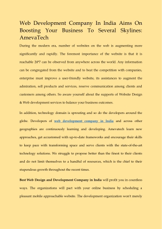 WEB DEVELOPMENT COMPANY IN INDIA AIMS ON BOOSTING YOUR BUSINESS TO SEVERAL SKYLINES