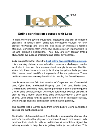 Online certification courses with Ledx
