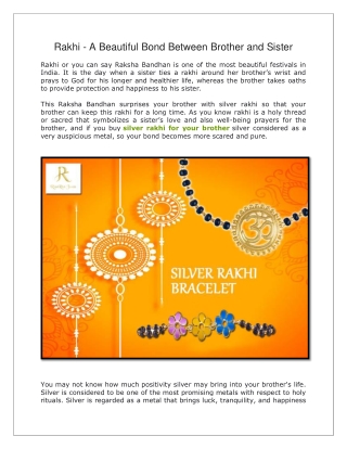 Rakhi - A Beautiful Bond Between Brother and Sister