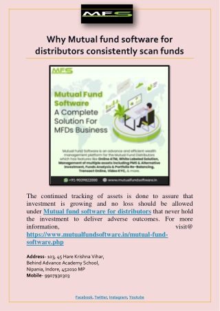 Why Mutual fund software for distributors consistently scan funds