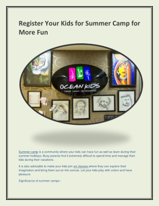 Register Your Kids for Summer Camp for More Fun