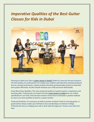 Imperative Qualities of the Best Guitar Classes for Kids in Dubai