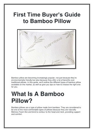 First Time Buyer’s Guide to Bamboo Pillow