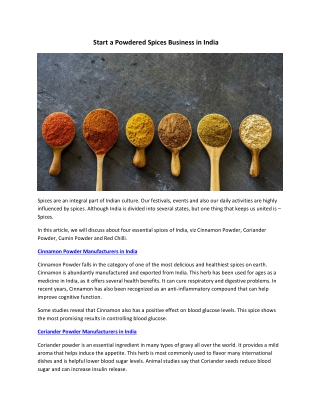 Start a Powdered Spices Business in India