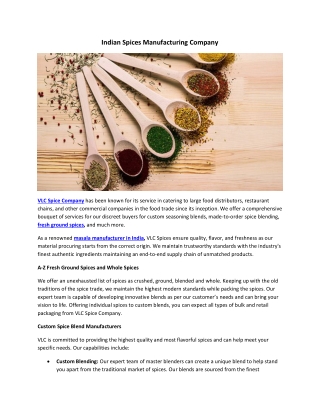 Indian Spices Manufacturing Company