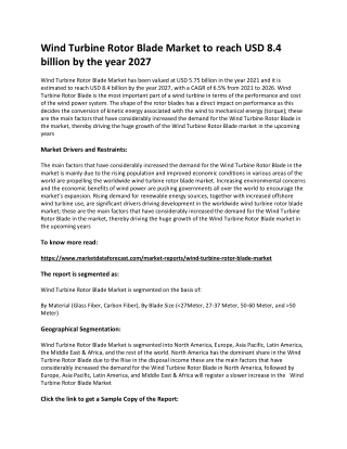 Wind Turbine Rotor Blade Market