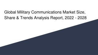 Global Military Communications Market Size, Share & Trends Analysis Report, 2022 - 2028