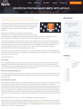 EDI 835 File Posting Made Simple with Apollo