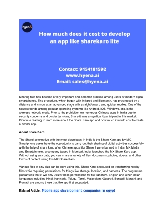 How much does it cost to develop an app like sharekaro lite