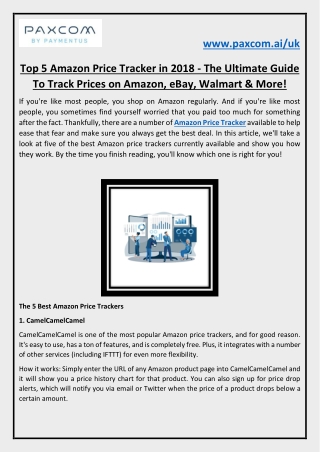 Top 5 Amazon Price Tracker in 2018 - The Ultimate Guide To Track Prices on Amazo