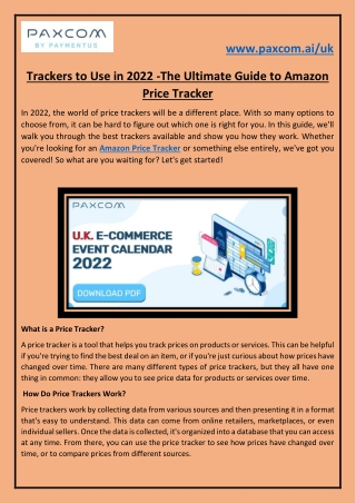 Trackers to Use in 2022 -The Ultimate Guide to Amazon Price Tracker
