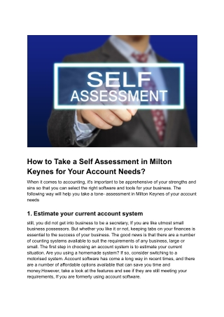 How to Take a Self  Assessment in Milton Keynes for Your Account Needs_