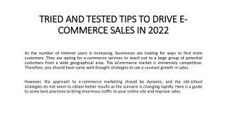 Tried And Tested Tips To Drive E-Commerce Sales In 2022 - DigiDarts