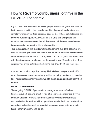 How to Revamp your business to thrive in the COVID-19 pandemic
