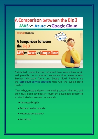 A Comparison between the Big 3 AWS vs Azure vs Google Cloud