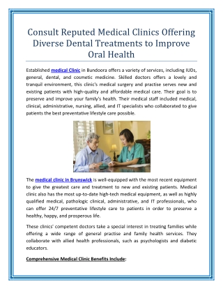 Consult Reputed Medical Clinics Offering Diverse Dental Treatments to Improve Oral Health