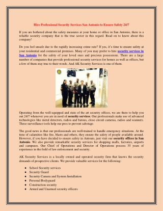 Hire Professional Security Services San Antonio to Ensure Safety 247