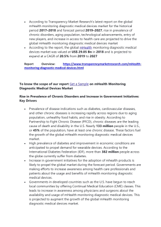 mHealth Monitoring Diagnostic Medical Devices Market