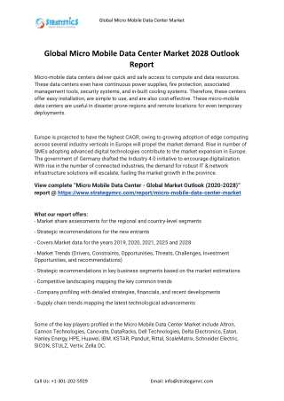 2021 Micro Mobile Data Center Industry Global Analysis Report