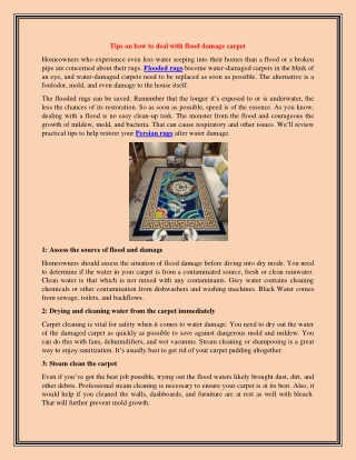 Tips on how to deal with flood damage carpet