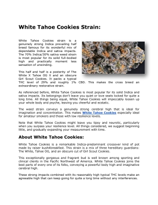 White Tahoe Cookies Strain