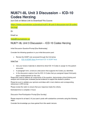 NU671-8L Unit 3 Discussion – ICD-10 Codes Herzing
