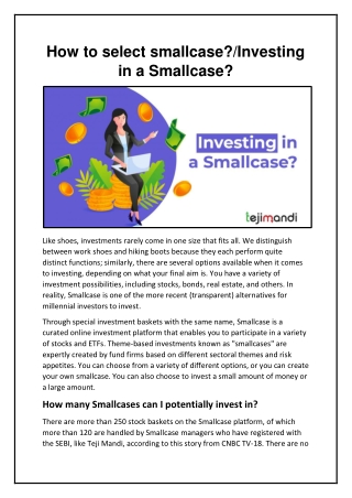 How to select smallcase - Investing in a Smallcase